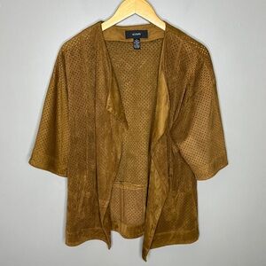 Alfani faux suede perforated open front jacket